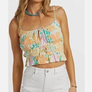 Billabong Floral Cami cropped tank top womens (small) beach summer colorful
